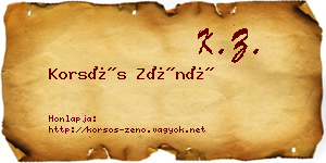 Korsós Zénó névjegykártya